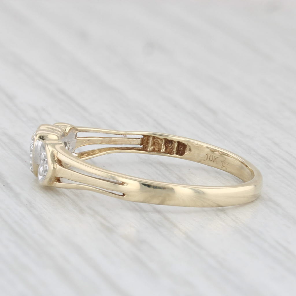 Light Gray Diamond Heart Ring 10k Yellow Gold Size 7.5 Stackable Band