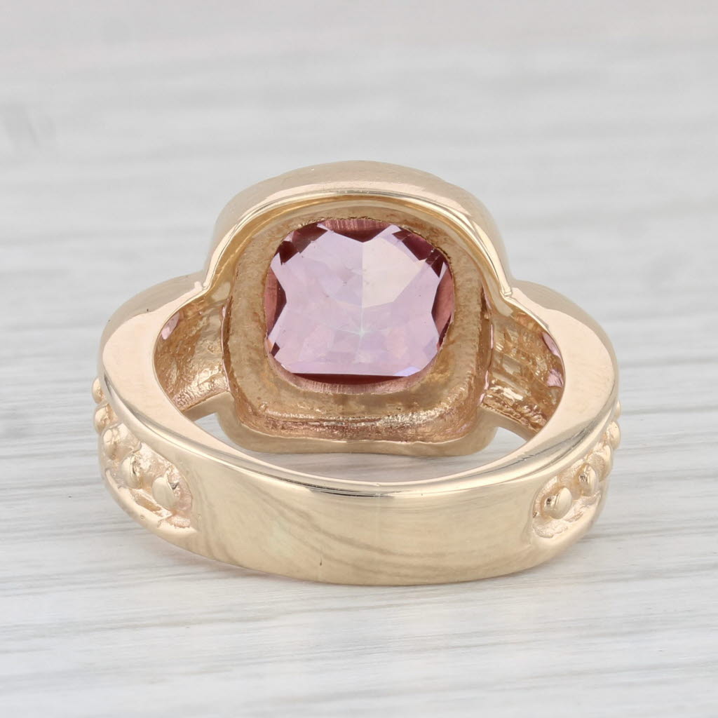 Light Gray 5.85ct Pink Mystic Topaz Cushion Solitaire Ring 14k Yellow Gold Size 7.25