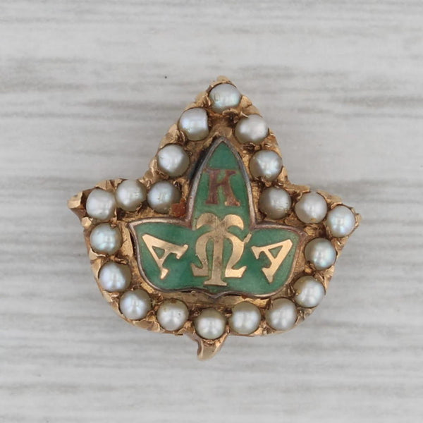 Alpha Kappa Alpha Badge 10k Gold Pearls Sorority Vintage Greek Leaf Pin