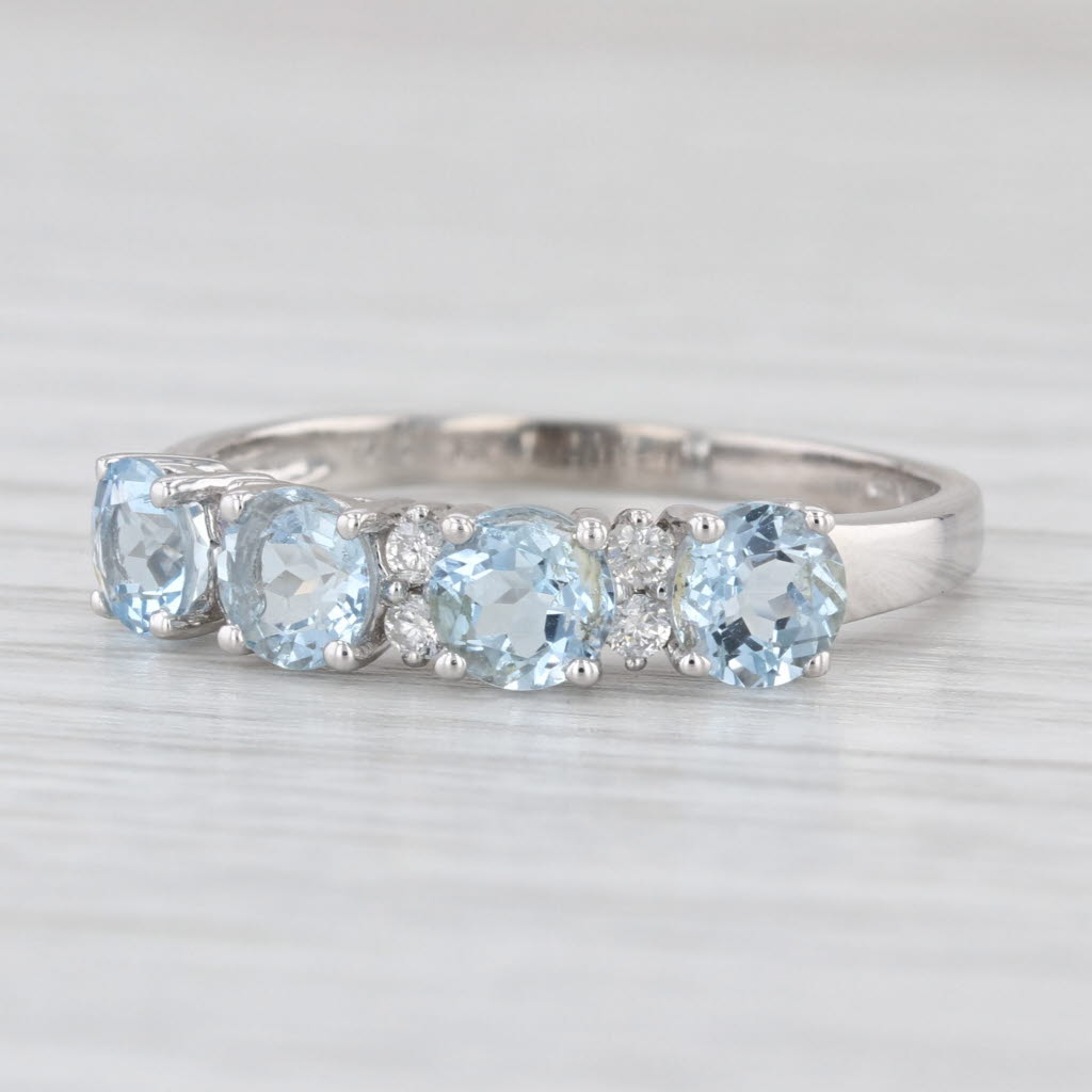 1.40ctw Aquamarine Diamond Ring 14k White Gold Size 9 Stackable