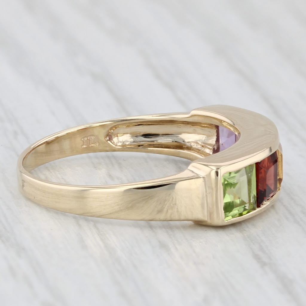 Light Gray 1.89ctw Gemstone Rainbow Ring 10k Yellow Gold Size 7.25 Stackable