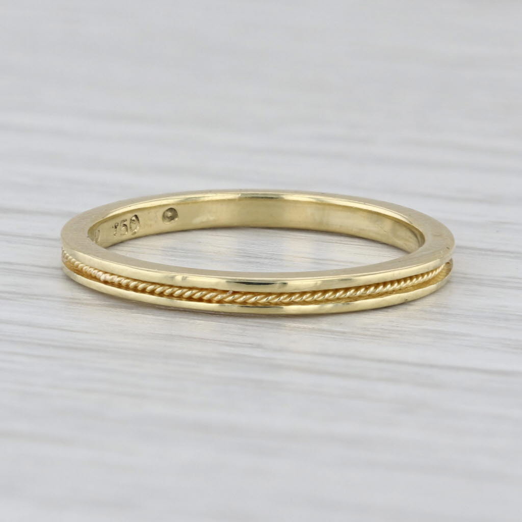 Hidalgo Rope Accented Ring 18k Yellow Gold Stackable Wedding Band Size 7.5