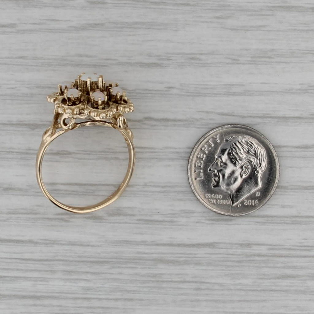 Opal Flower Cluster Ring 14k Yellow Gold Size 7.5 Cocktail