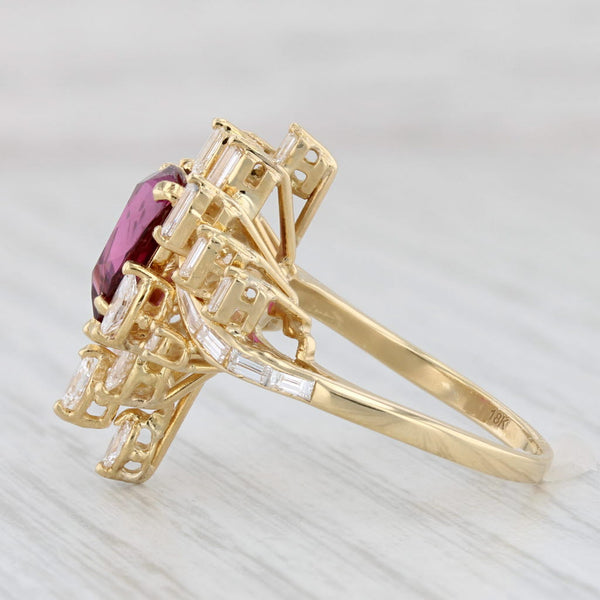 Light Gray 3.48ctw Pear Ruby Diamond Cluster Cocktail Ring 18k Yellow Gold Size 7.5 GIA