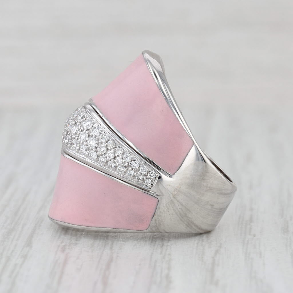 Roberto Coin 0.45ctw Diamond Pink Enamel Cocktail Ring 18k White Gold