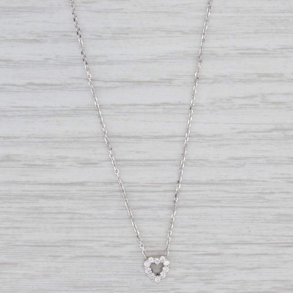 Light Gray Roberto Coin Tiny Treasures 0.15ctw Diamond Heart Pendant Necklace 18k Gold