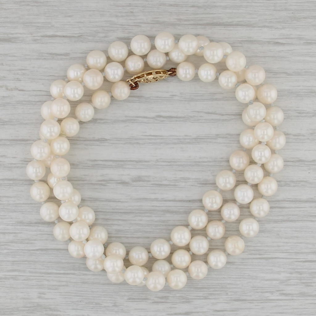 Saltwater Cultured Pearl Single Strand Necklace 14k Yellow Gold 23.25"