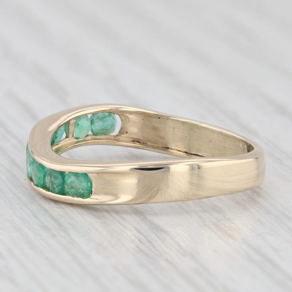 Light Gray 0.50ctw Emerald Contoured Ring 10k Yellow Gold Size 6.25 Stackable