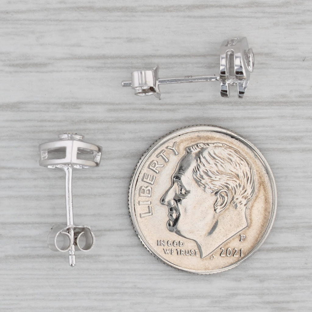 Gray Diamond Solitaire Heart Stud Earrings 14k White Gold