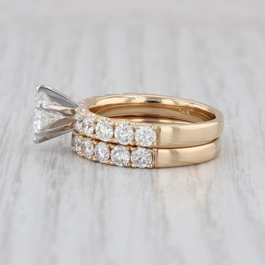 GIA 3.31ctw Round Diamond Engagement Ring Wedding Band Bridal 14k Gold Size 7.5