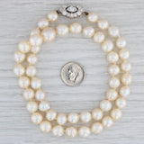 Gray Antique 0.80ctw Diamond Pearl Strand Necklace 14k Gold Platinum 18.5”