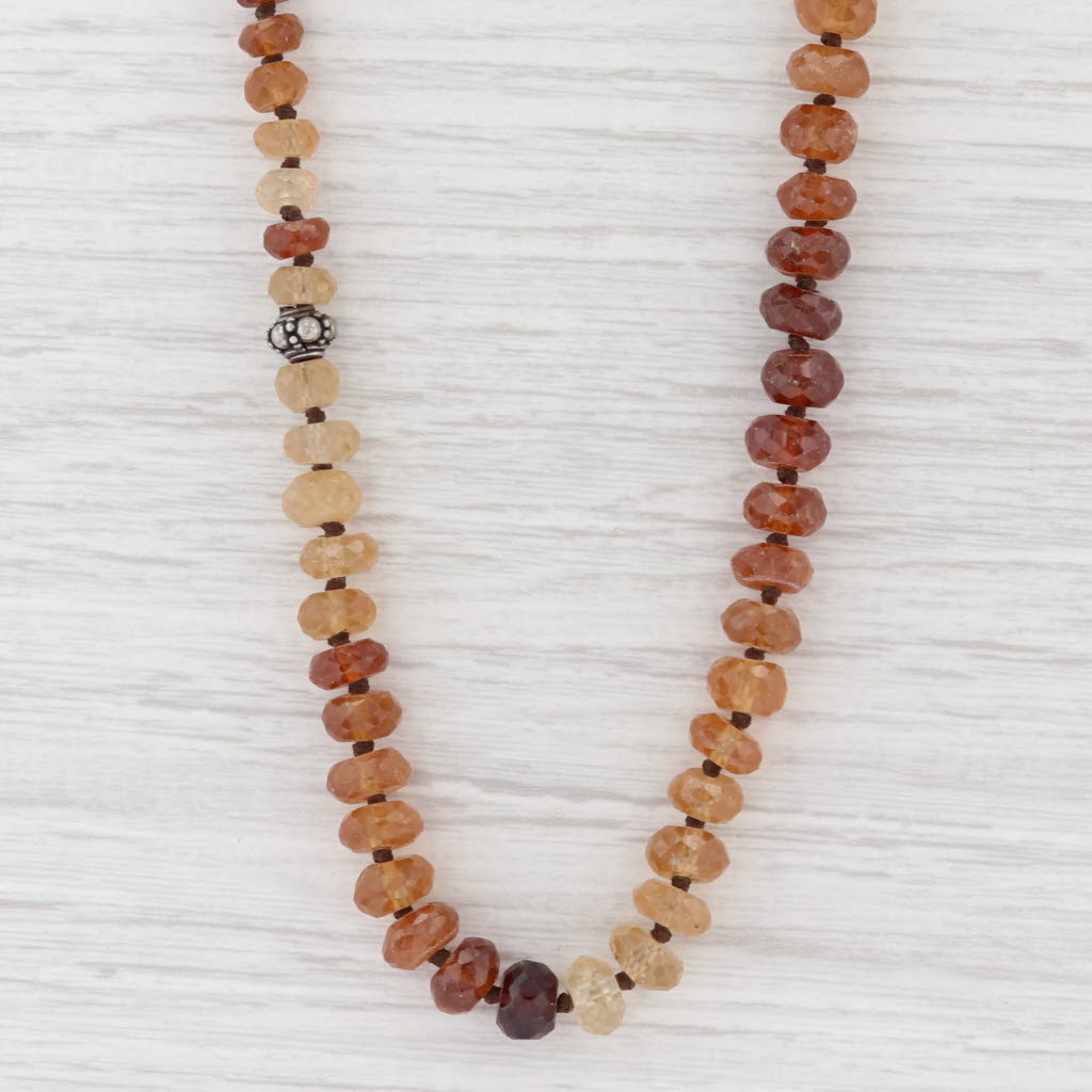New Nina Wynn Garnet Bead Heirloom Necklace Sterling Silver 39.5-43.5" Long