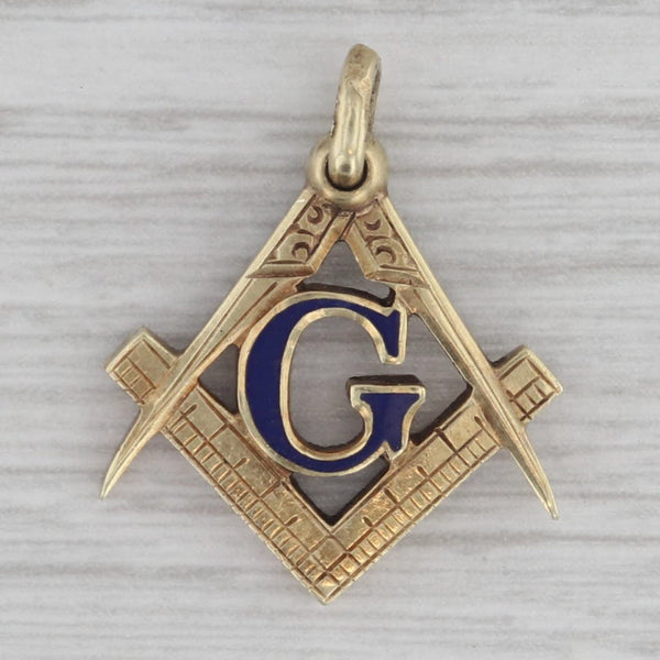 Antique Masonic Pendant Fob Square Compass Blue Lodge 14k Gold