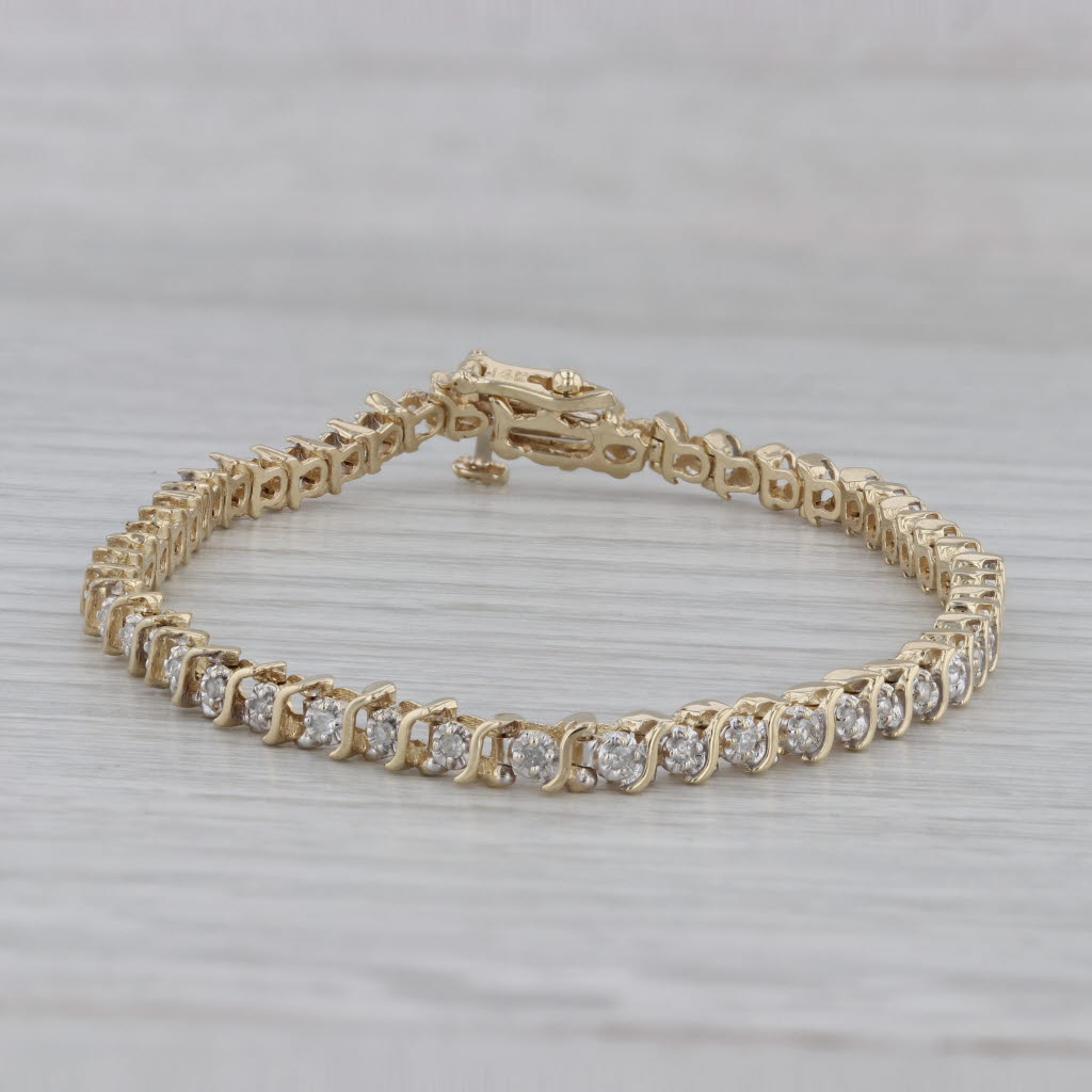 Gray 0.50ctw Diamond Tennis Bracelet 14k Yellow Gold 7" 3.6mm