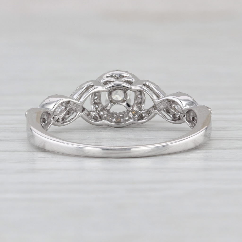 0.28ctw Round Diamond Halo Engagement Ring 14k White Gold Size 8