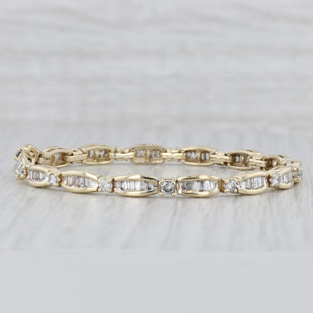 Light Gray 3.07ctw Diamond Tennis Bracelet 14k Yellow Gold 7" 4.6mm