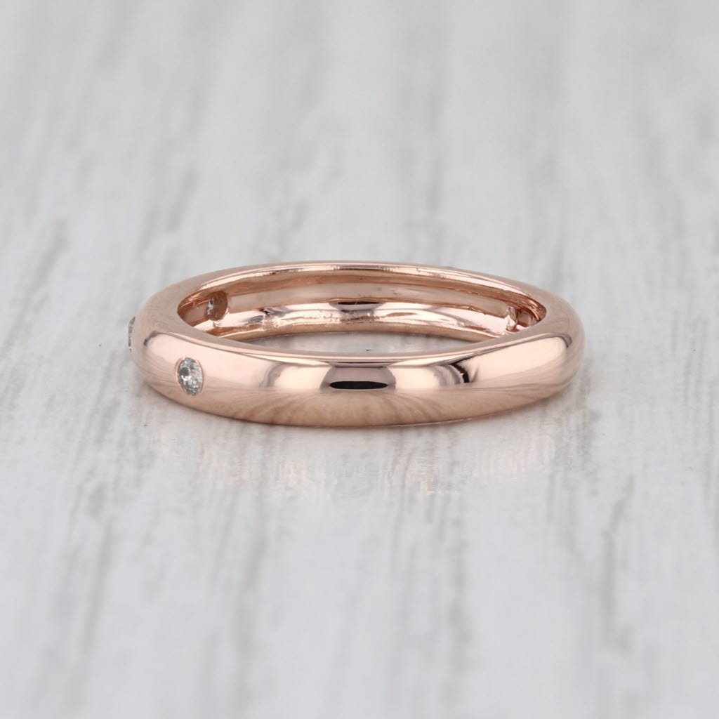 Diamond Dots Eternity Ring 14k Rose Gold Wedding Stackable Band Size 4.25