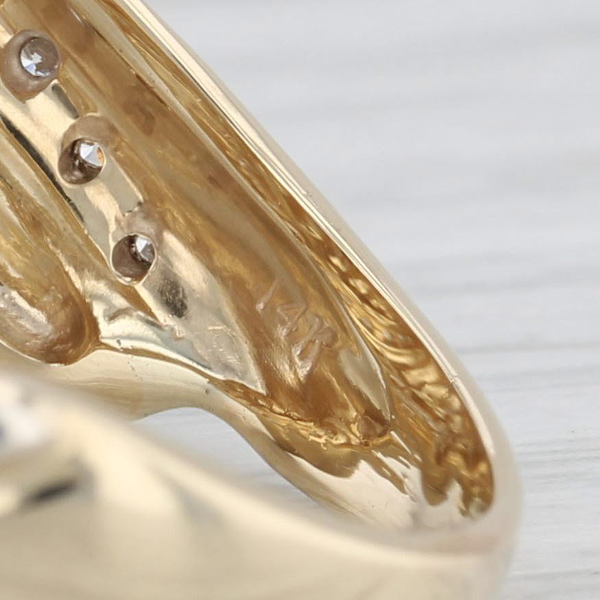 Light Gray 0.40ctw Diamond Scalloped Knot Ring 14k Yellow Gold Size 8.5 Cocktail
