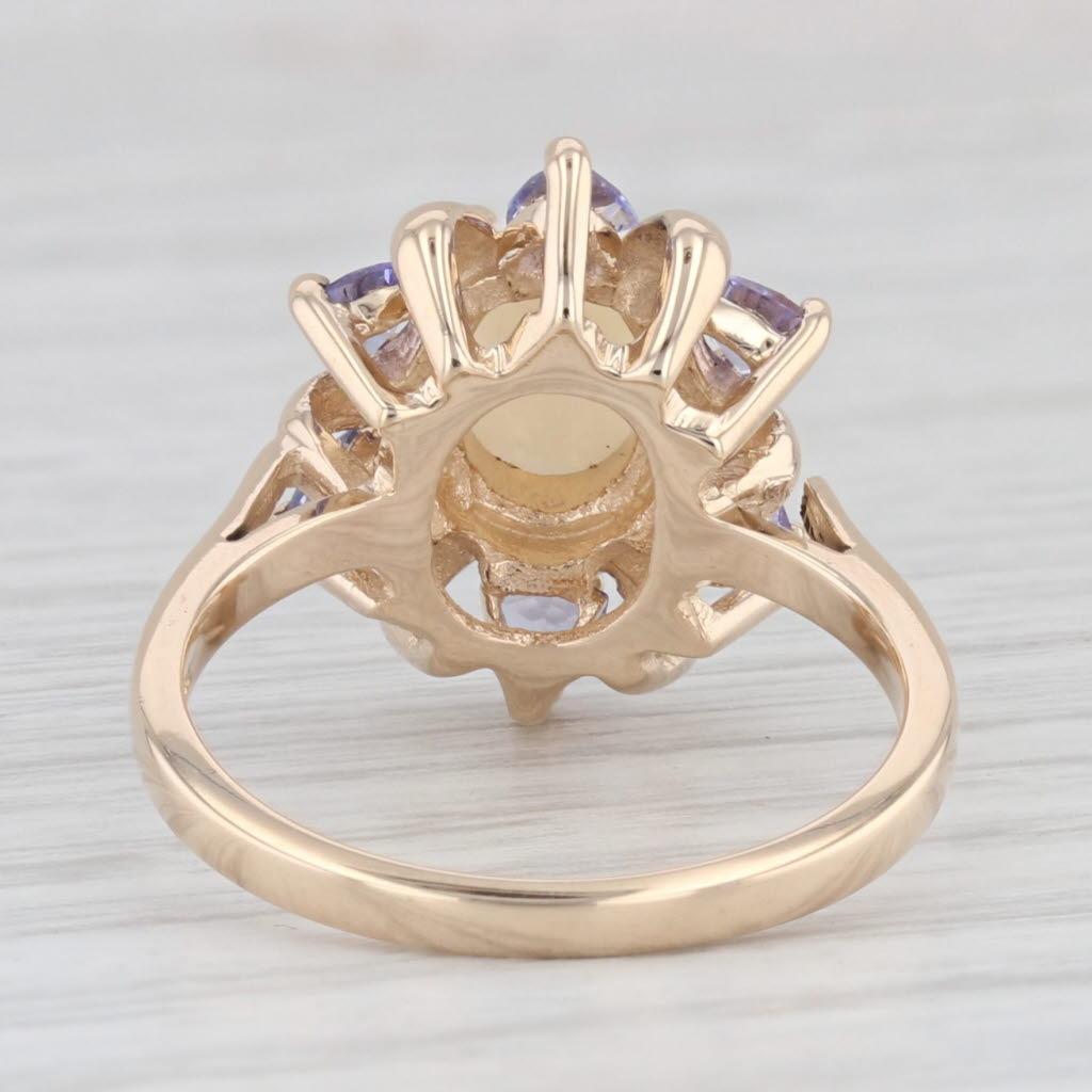 Light Gray Opal 0.54ctw Tanzanite Halo Ring 14k Yellow Gold size 6.75 Cocktail