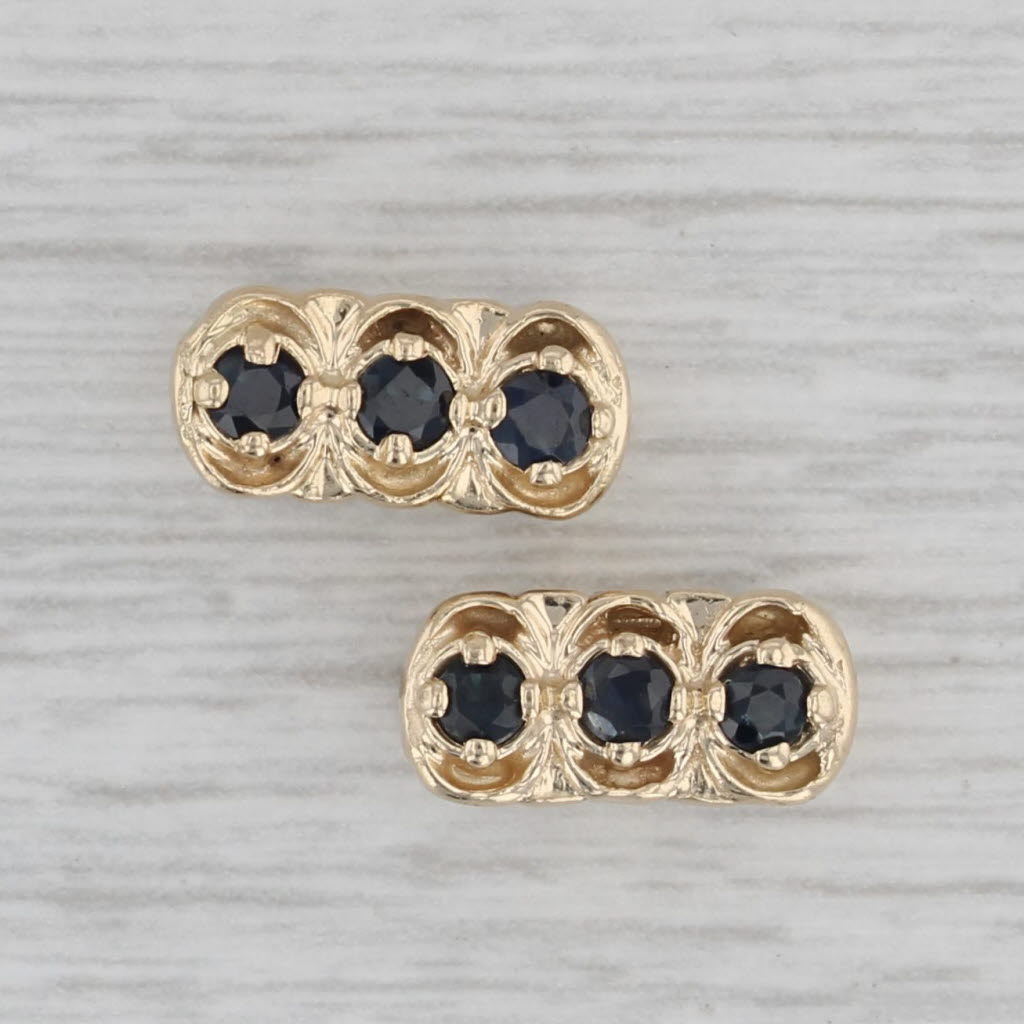 Gray Richard Klein 0.52ctw Blue Sapphire Slide Charm Spacers 14k Yellow Gold Set of 2