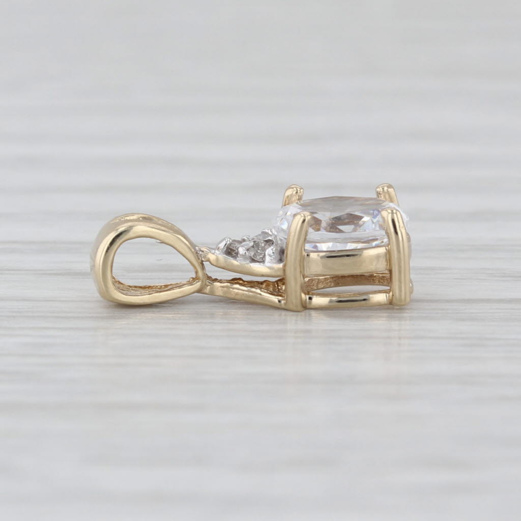 0.81ctw Cubic Zirconia Pendant 10k Yellow Gold Small Oval Drop
