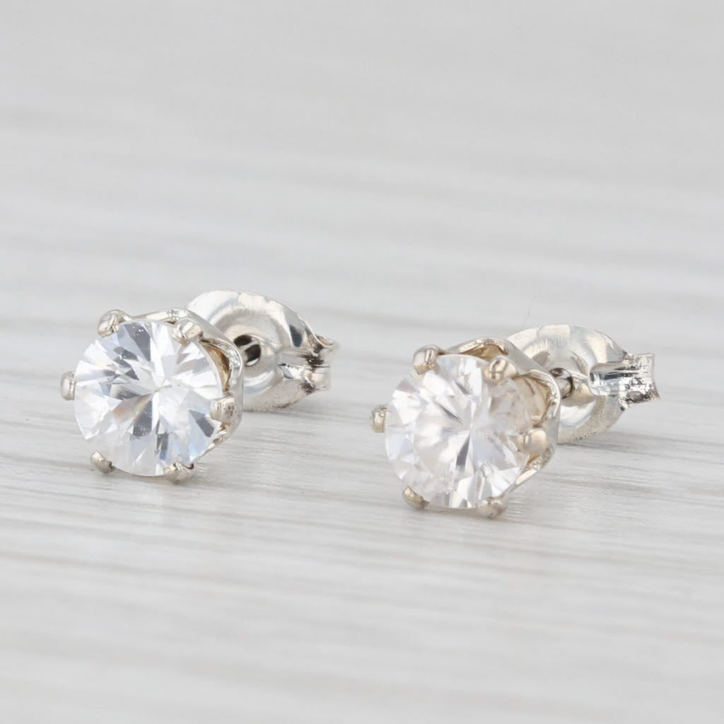 Light Gray 0.80ctw Moissanite Stud Earrings Sterling Silver Round Solitaire