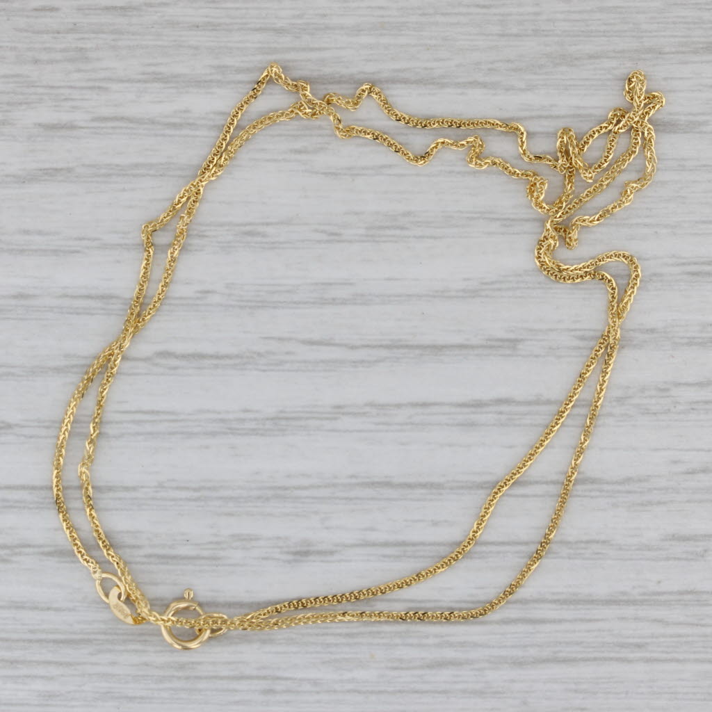 Gray New Wheat Chain Necklace 14k Yellow Gold 18" 0.6mm