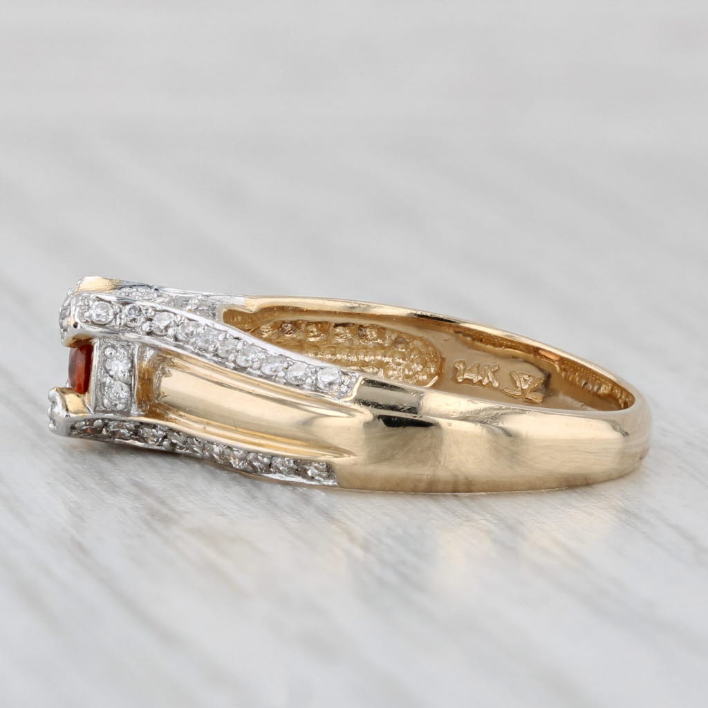 Light Gray 0.82ctw Spessartite Orange Garnet Diamond Ring 14k Yellow Gold Size 6