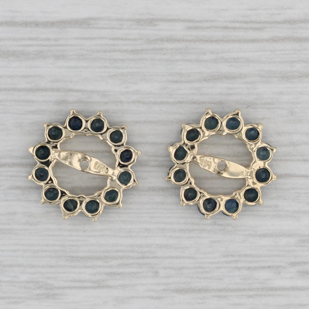 Gray 1.10ctw Blue Sapphire Earring Enhancers Jackets 14k Gold for Stud Earrings