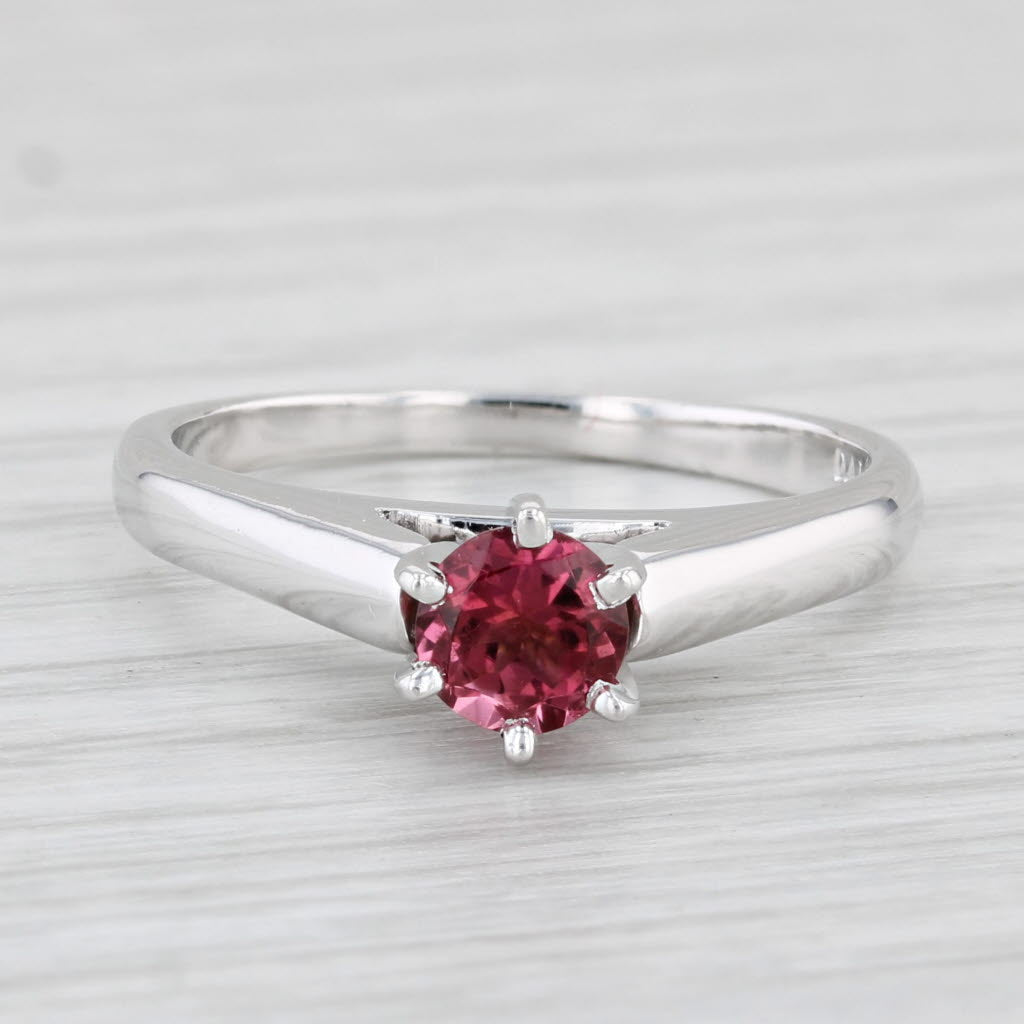 Light Gray 0.50ct Round Pink Tourmaline Solitaire Ring 14k White Gold Size 7