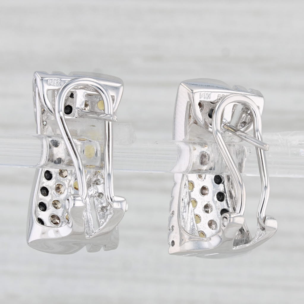 Light Gray 2.62ctw Multicolor Diamond X Earrings 14k White Gold Omega Backs