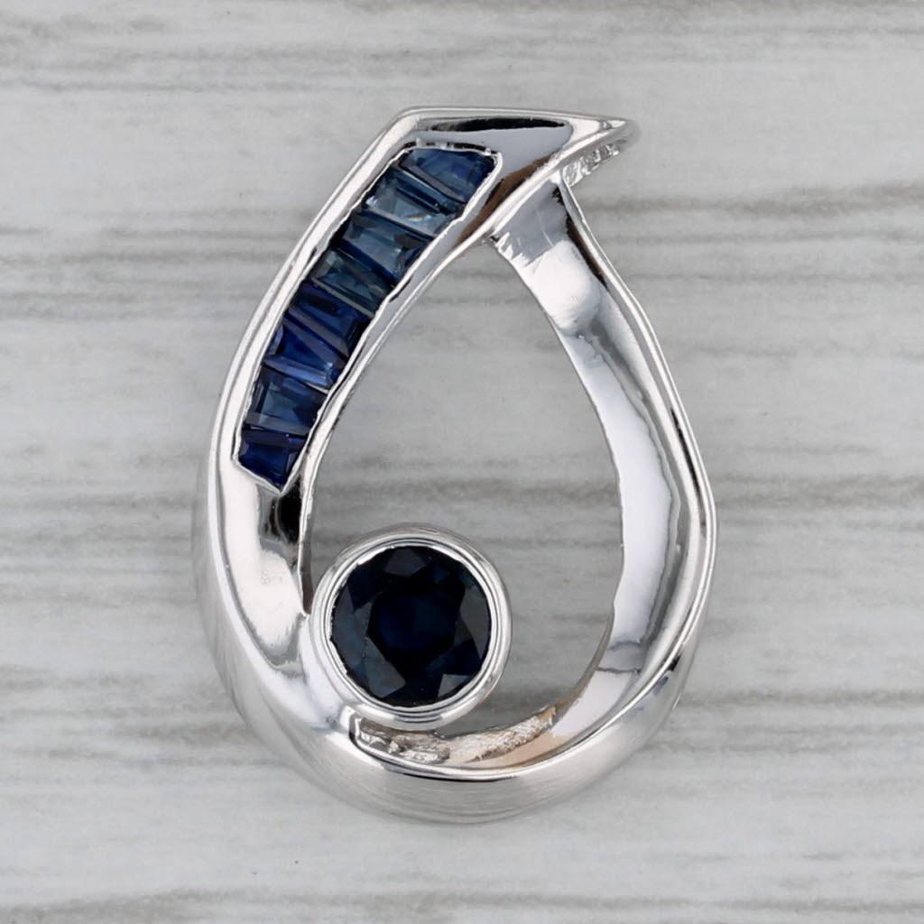 Gray 0.67ctw Sapphire Teardrop Pendant 14k White Gold
