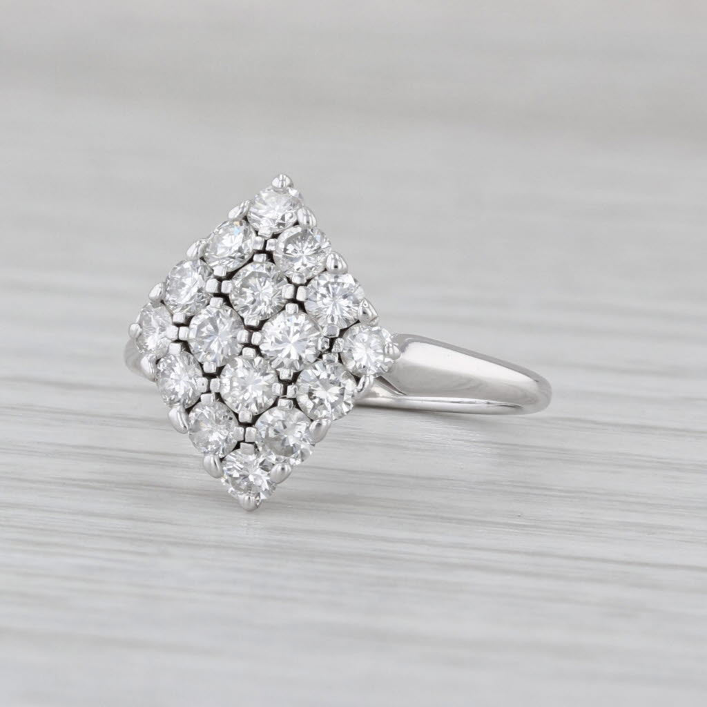 2.06ctw Diamond Cluster Ring 18k White Gold Size 4.75 engagement