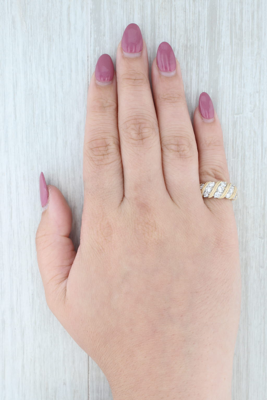 Light Gray 0.77ctw Diamond Rows Ring 14k Yellow Gold Size 5