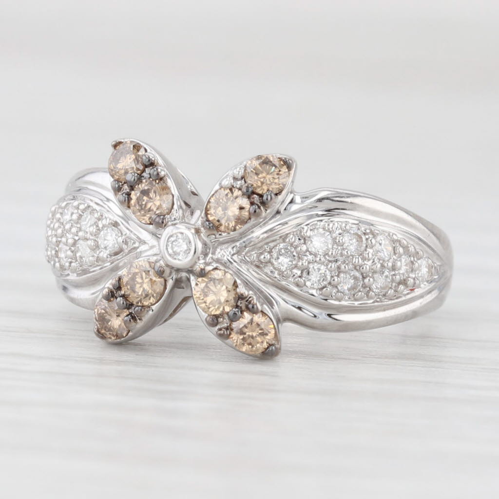 Light Gray Le Vian 0.39ctw Champagne Diamond Flower Ring 18k White Gold Size 5.25