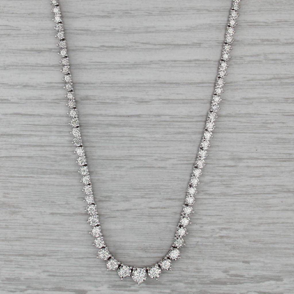 4.20ctw Graduated Diamond Tennis Necklace 14k White Gold 18"