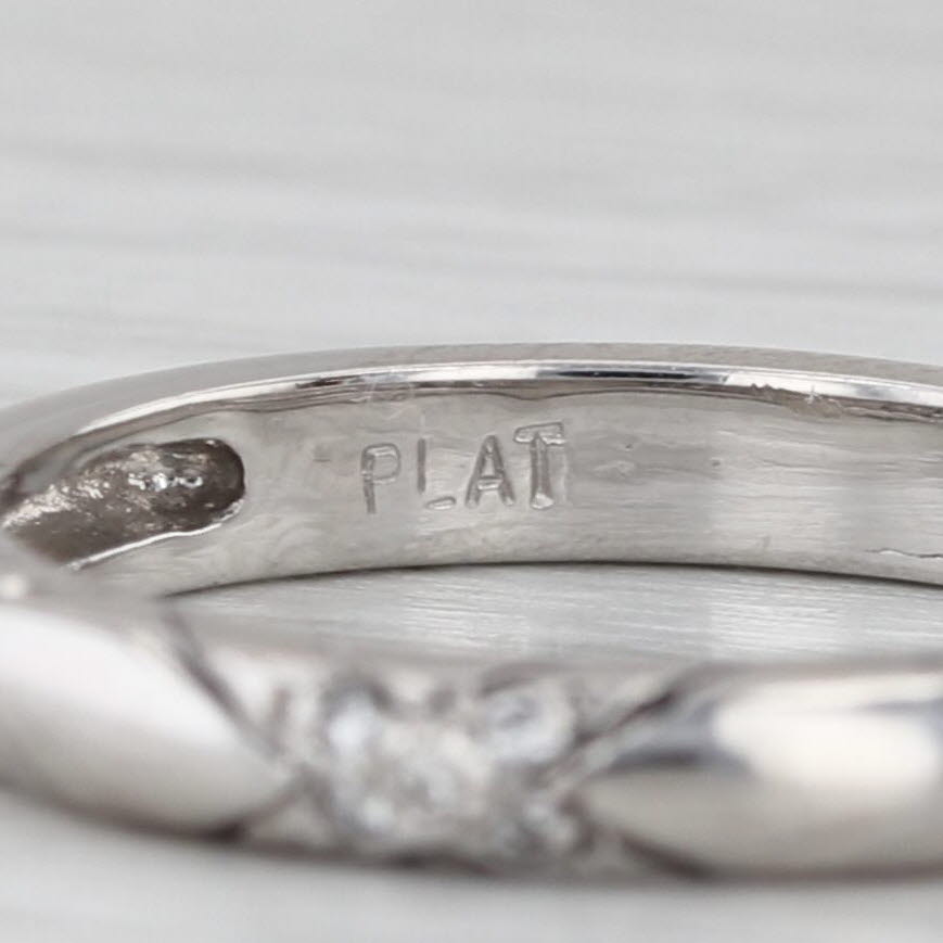 Diamond Accented Ring Platinum Size 6.75 Stackable Wedding Band