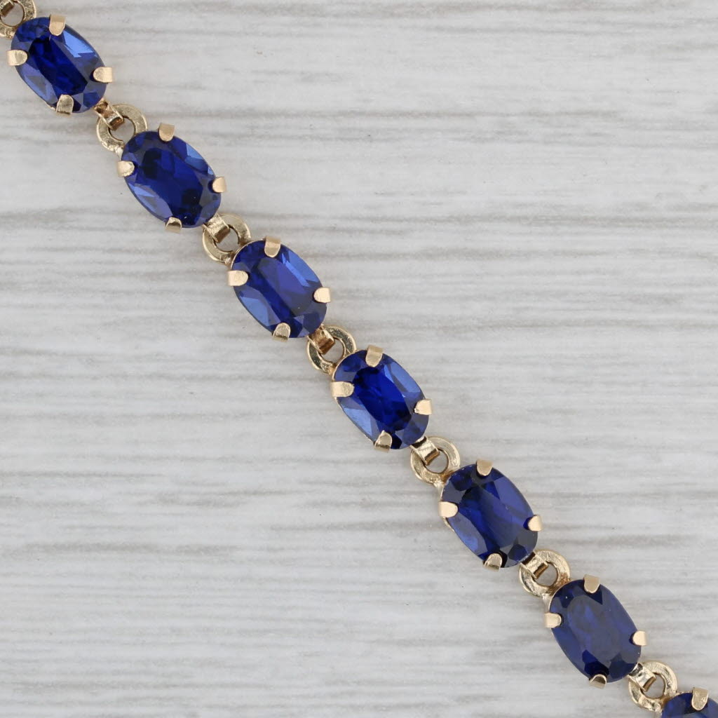 Gray 12.50ctw Lab Created Blue Sapphire Tennis Bracelet 10k Yellow Gold 6.75" 4.2mm