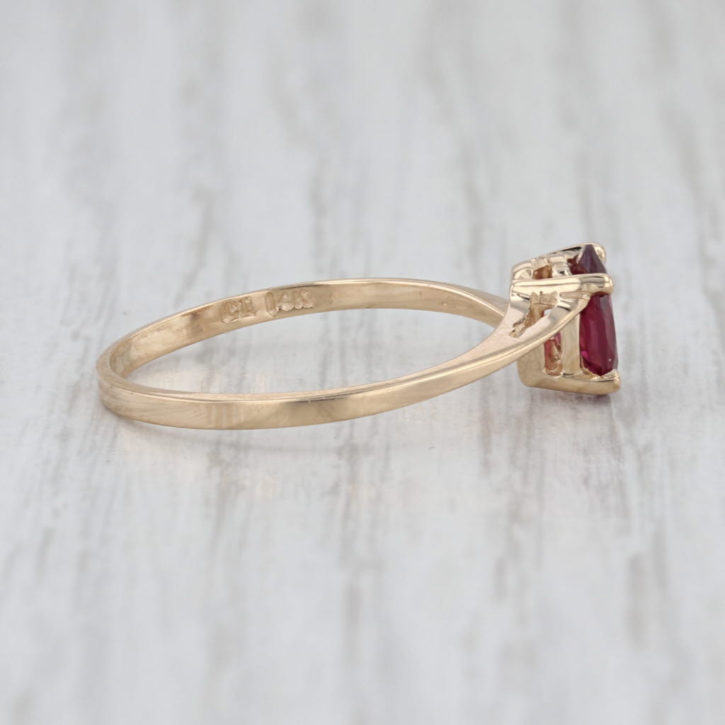 1ct Oval Rhodolite Garnet Solitaire Bypass Ring 14k Yellow Gold Size 8