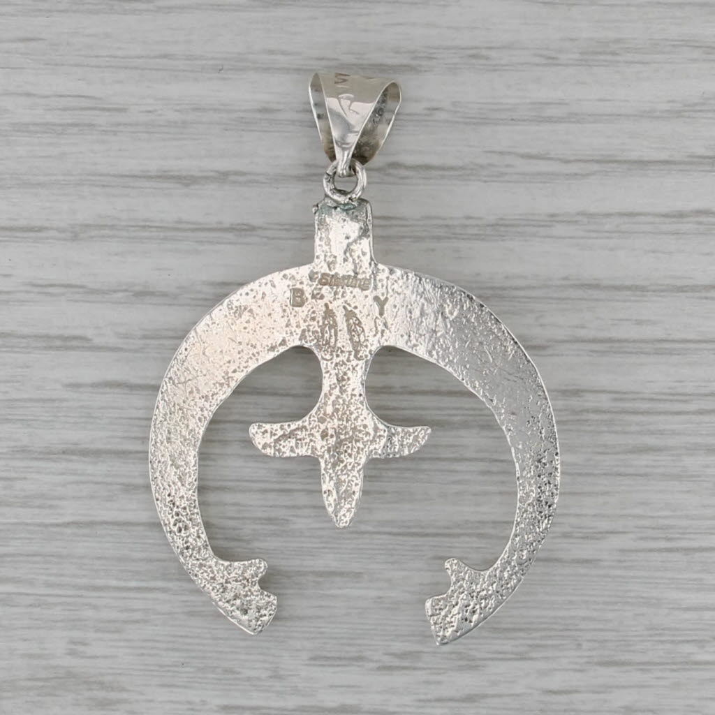 Sandcast Naja Pendant Sterling Silver Vintage Signed BY Crescent Hands Star