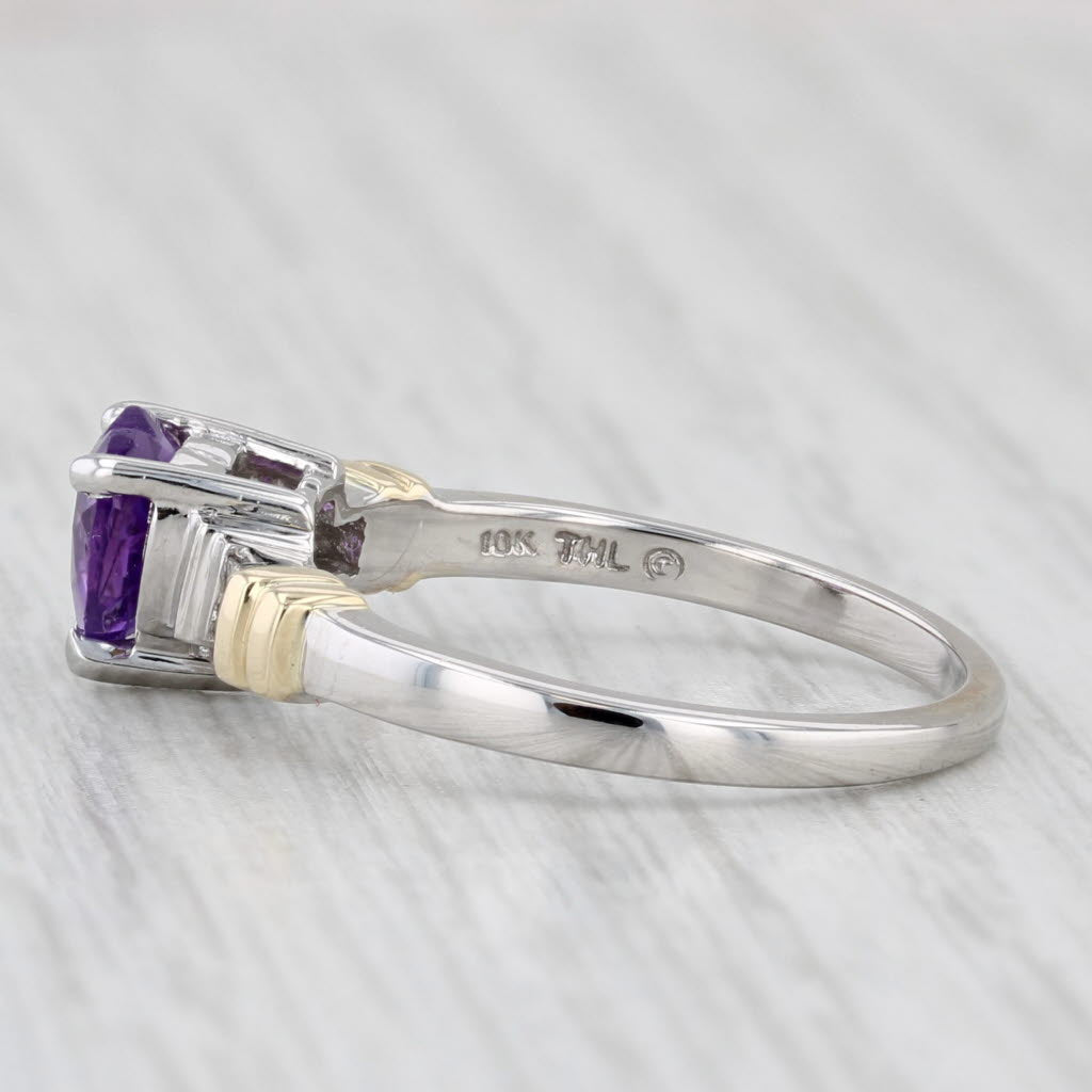 Light Gray 0.75ctw Amethyst Heart Diamond Ring 10k White Yellow Gold Size 7.25