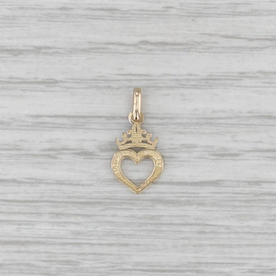 Disney Princess Heart Tiara Charm10k Gold Cartoon Collectible Pendant