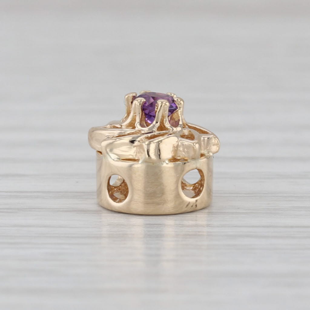 0.14ct Amethyst Swirl Flower Slide Bracelet Charm 14k Gold Archer Hallmark