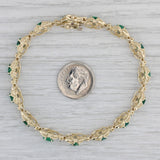 3.65ctw Emerald Diamond Tennis Bracelet 14k Yellow Gold 7.25" 6.6mm