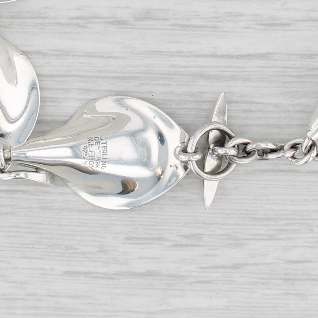 Light Gray Vintage Lily Link Bracelet Sterling Silver Niels Erik From Denmark 7.5"