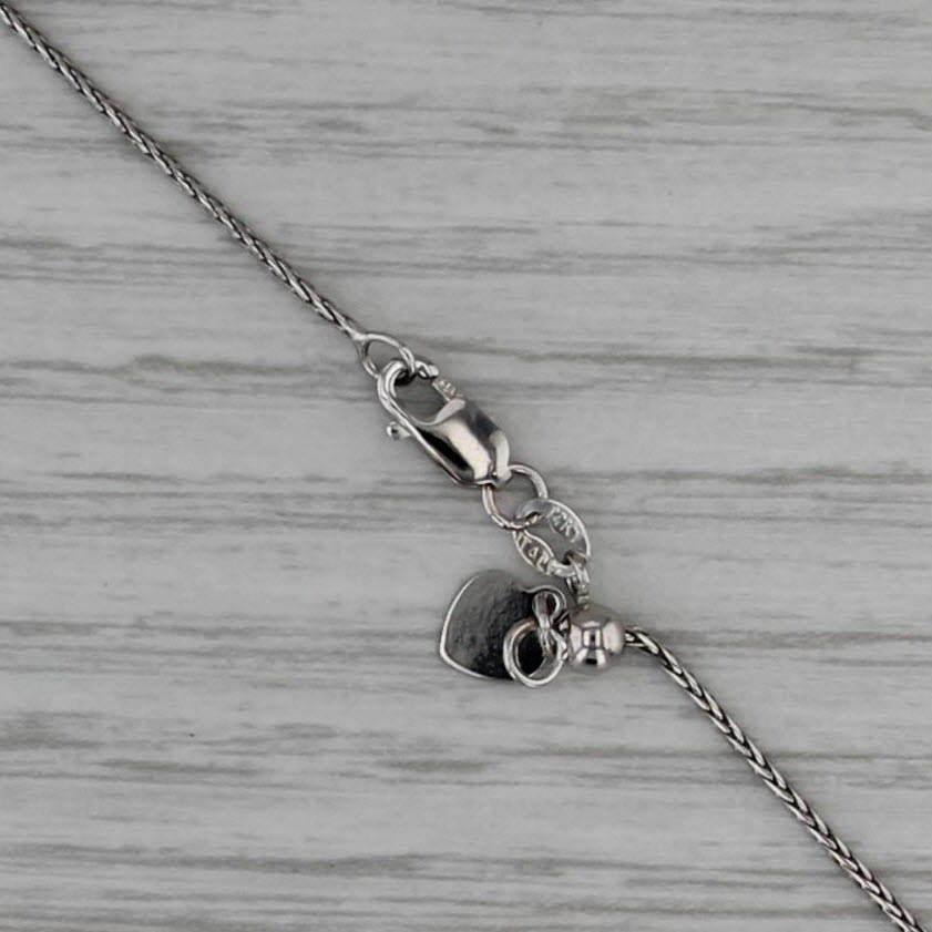 0.44ctw Diamond Heart Pendant Necklace 14k White Gold 20" Adjustable Wheat Chain