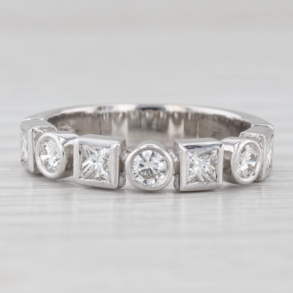 Light Gray 0.77ctw Diamond Stackable Ring 14k White Gold Wedding Anniversary Band Size 6