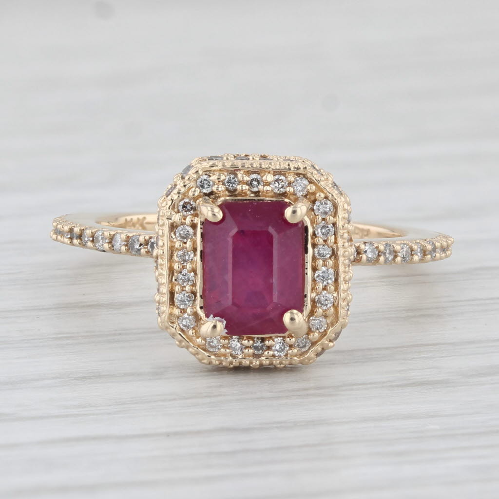 Light Gray 1.78ctw Ruby Diamond Halo Ring 14k Yellow Gold Size 7 Engagement