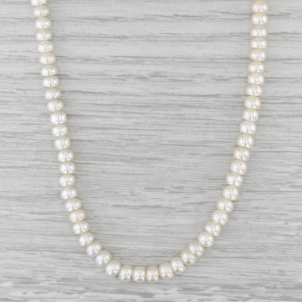 Single Strand Cultured Pearl Bead Necklace 14k Gold Bead Clasp 18.5" 5.2-5.3mm