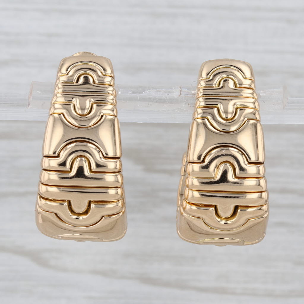 Bulgari Parentesi J-Hook Drop Earrings 18k Yellow Gold Omega Backs